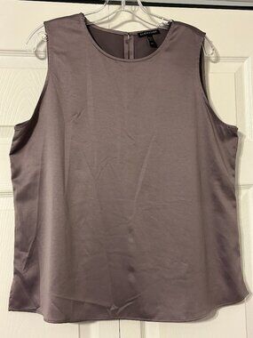 EILEEN FISHER Sz L Gray Silky Sleeveless Shell Tank Top